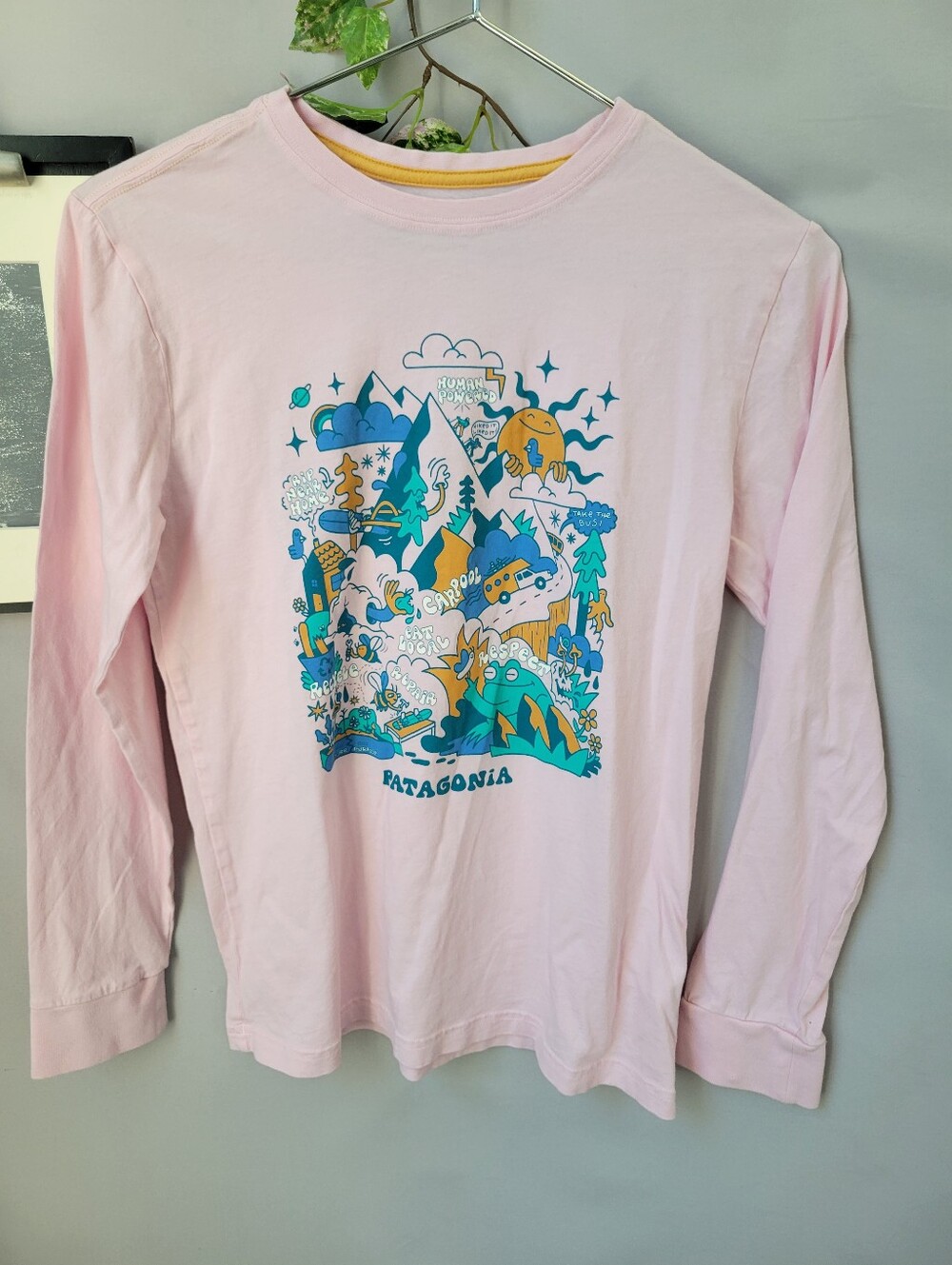 Patagonia Long Sleeve Regenerative Organic Cotton Graphic T-Shirt Pink L 12